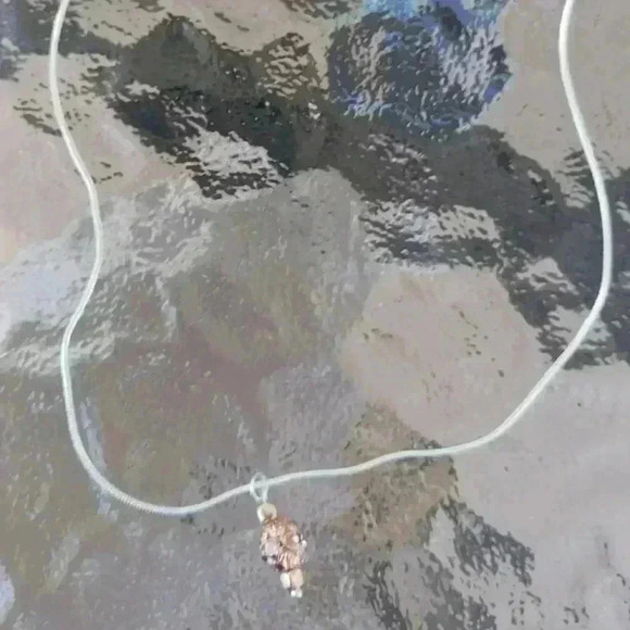 Sterling Silver Necklace with Rhinestone Charm - Picture 2 of 3